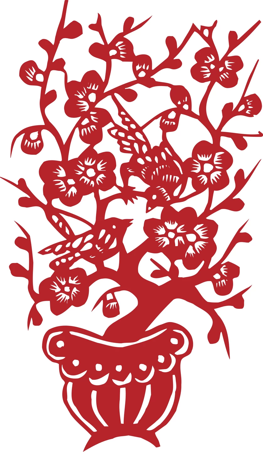 中国风传统民俗吉祥喜庆镂空剪纸窗花图案插画AI矢量PNG设计素材【014】